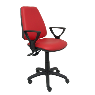 Fauteuil de Bureau Modèle Elche S  Simili cuir Rouge Accoudoirs Fixes