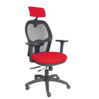 Silla Jorquera traslack malla negra asiento bali rojo brazos 3D cabecero regulable