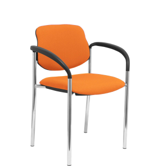 Bali Villalgordo fixed chair with arms orange chrome chassis