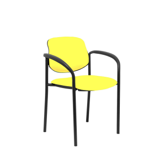 Fixed chair Villalgordo similpiel yellow black chassis with arms