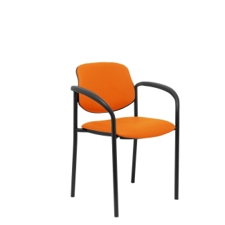 Villalgordo similpiel fixed chair with arms orange black chassis