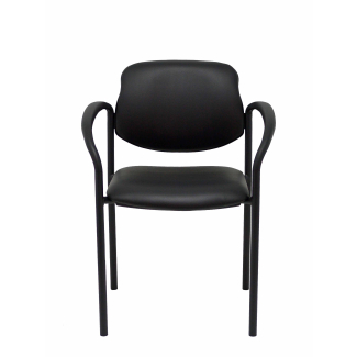 cadeira fixa Villalgordo similpiel chassis preto preto com braços