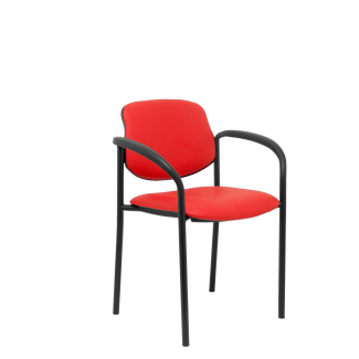 cadeira fixa Villalgordo similpiel chassis preto vermelho com braços