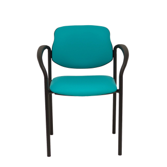 cadeira fixa Villalgordo similpiel chassis preto verde com braços
