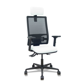 Silla Bormate asincro malla negra asiento bali blanco brazos 2D ruedas 65mm cabecero regulable