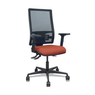 Silla Bormate asincro malla negra asiento bali marrón brazos 2D ruedas 65mm