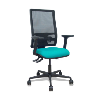 Silla Bormate asincro malla negra asiento bali turquesa brazos 2D ruedas 65mm