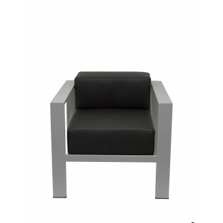 cadeira de espera moldura de prata preto Lazaro similpiel