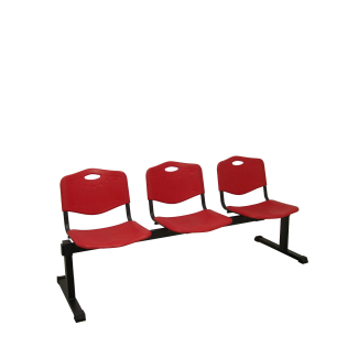 Pozohondo bench seat 3 places with red injected plastic