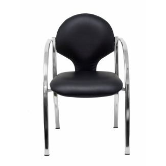Hellin similpiel Pack 2 chairs black chrome chassis