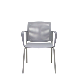 Pack 4 chairs Sege PVC gray, gray chassis with arms