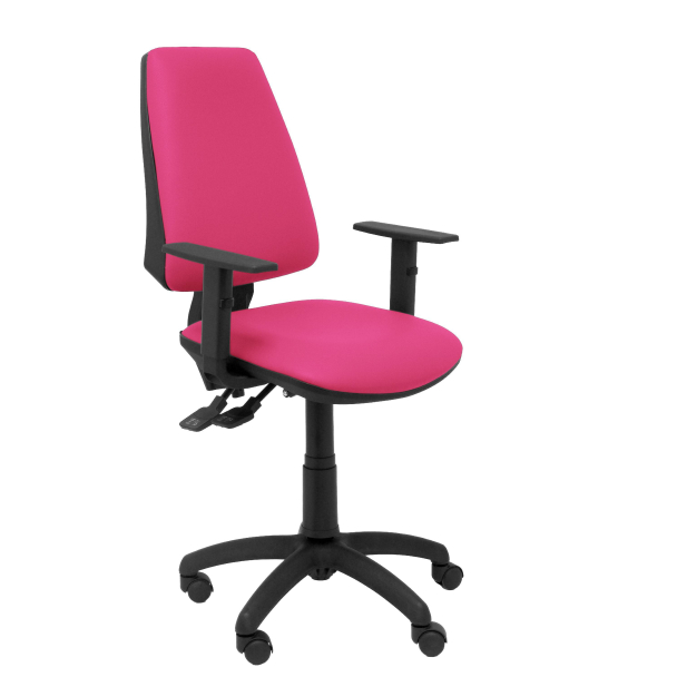 Elche sincronizada similpiel rosa cadeira com braço ajustável