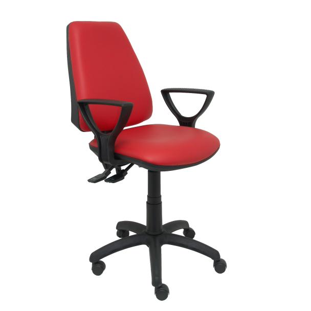 Fauteuil de Bureau Modèle Elche S  Simili cuir Rouge Accoudoirs Fixes