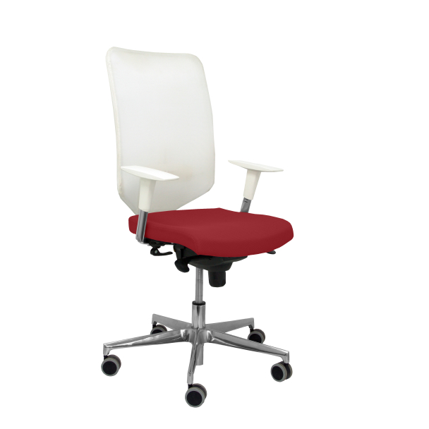 Fauteuil de Bureau Modèle Ossa Blanca  Maille Rouge Accoudoirs Réglables