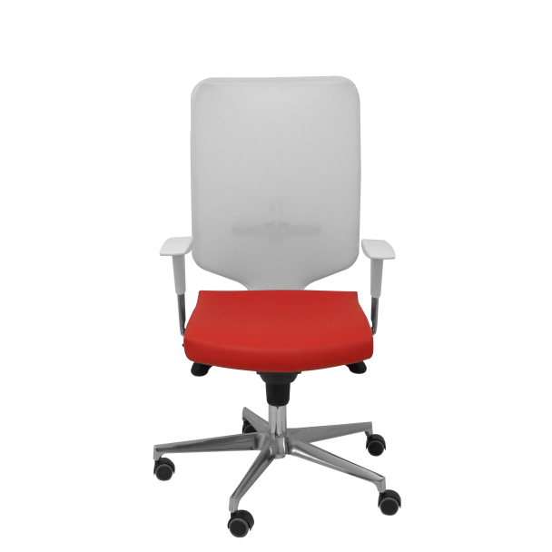 Fauteuil de Bureau Modèle Ossa Blanca  Maille Rouge Accoudoirs Réglables