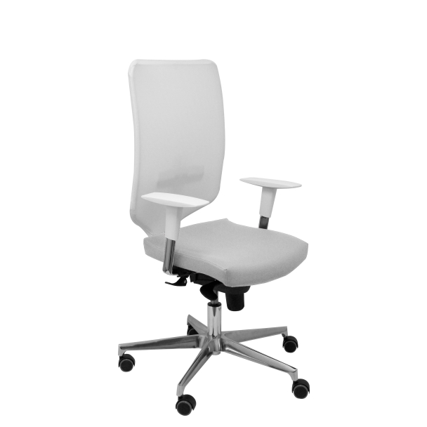 Silla Ossa blanca similpiel gris