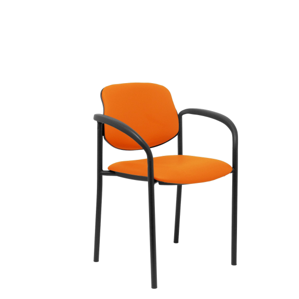 Villalgordo similpiel fixed chair with arms orange black chassis