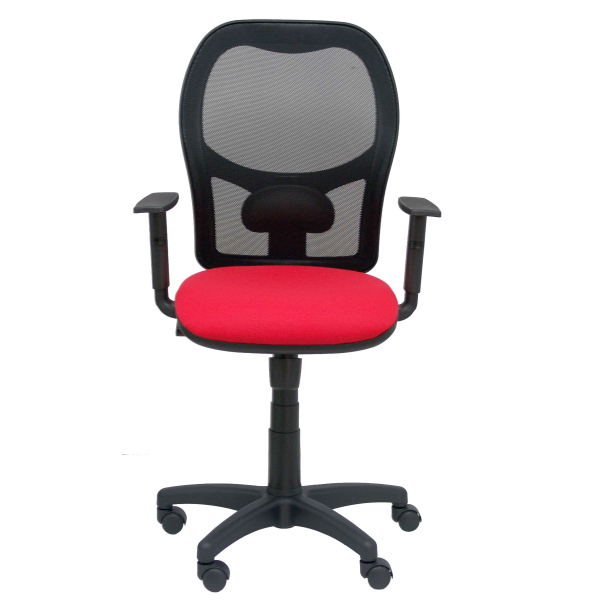 Silla Alocén malla negra asiento bali rojo brazos regulables