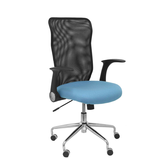 Silla Minaya respaldo malla negro asiento bali azul cielo