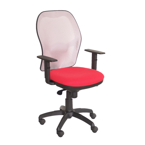 Fauteuil de Bureau Modèle Jorquera  Tissu BALI Rouge Accoudoirs Réglables