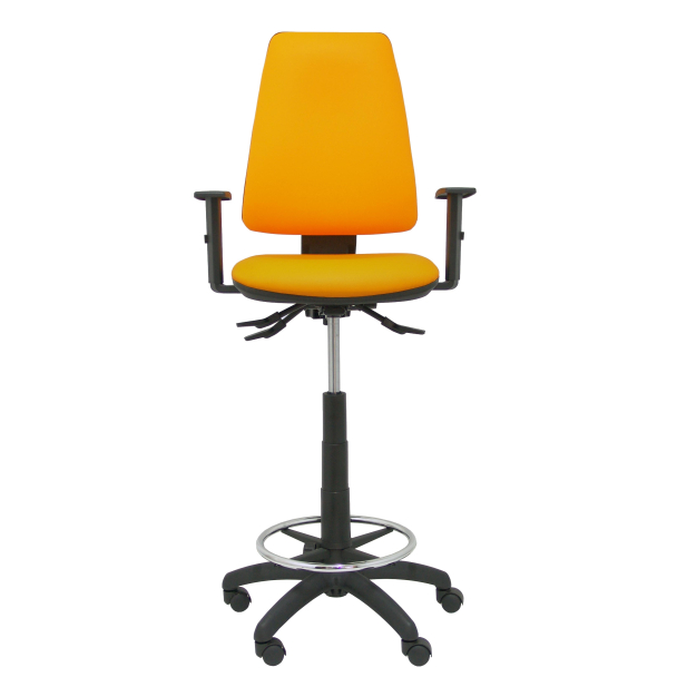 Elche S similpiel orange stool adjustable arms.